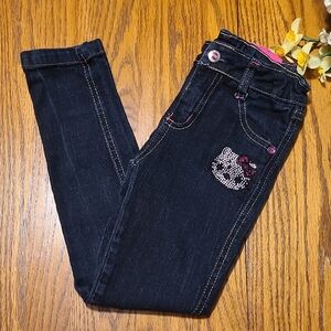 Hello Kitty Dark Blue Skinny Jeans with Embellished Pocket - Girl's 6